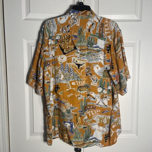 Vintage 90s Reyn Spooner UT Longhorns Shirt Men XL Orange NCAA Football Hawaiian - Picture 6 of 13